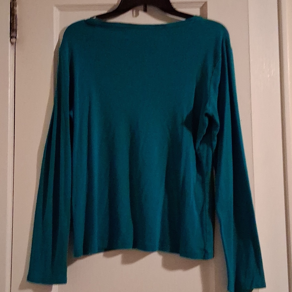 a.n.a Teal V-Neck Long Sleeve Top - Picture 5 of 6